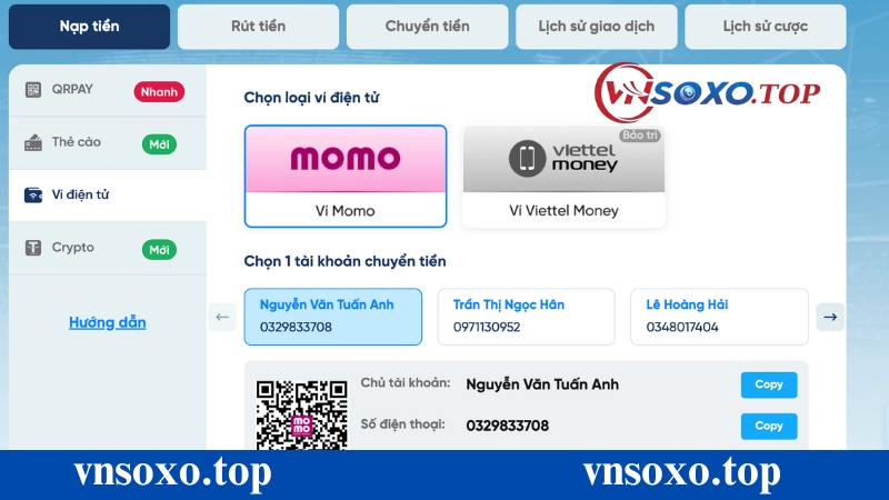 Cách nạp tiền vào tài khoản vnsoxo Cách nạp tiền vào tài khoản vnsoxo
